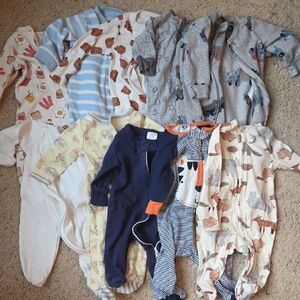 LOT Of 10 Mixed Baby One-Piece Pajamas